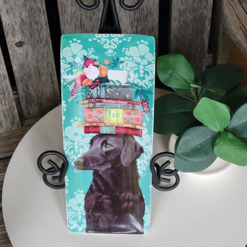 Greenbox Art & Culture Turquoise Floral Labrador Womens Best Friend Plate - Picture 4 of 14